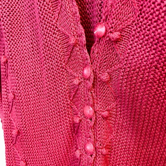 Artesanias Pachamama Pink Handmade Wool Peruvian Sweater Cardigan, Size Medium - Picture 4 of 10